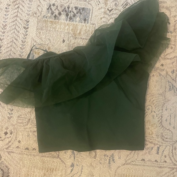Maeve anthropologie One-Shoulder Green Top- small - Picture 3 of 4